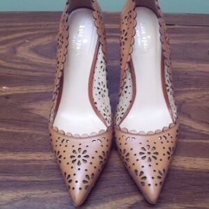 Kate Spade Tan(Lt. Brown) laser cut Stiletto Heels Size 10